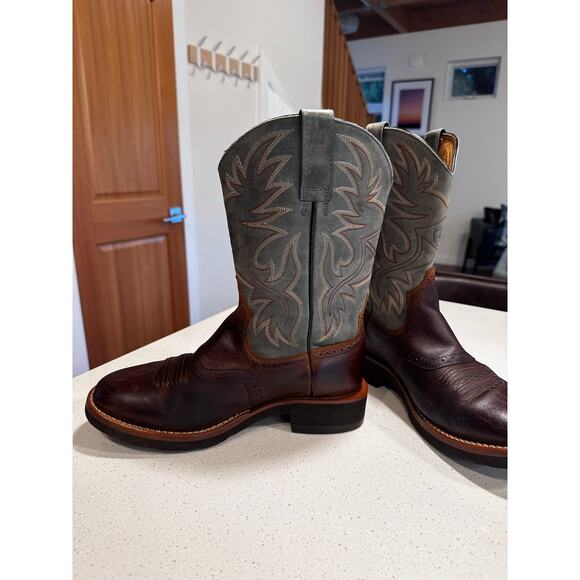 Ariat Men's 8EE Wide Heritage Crepe Leather Western Boot in Blue - Picture 2 of 11